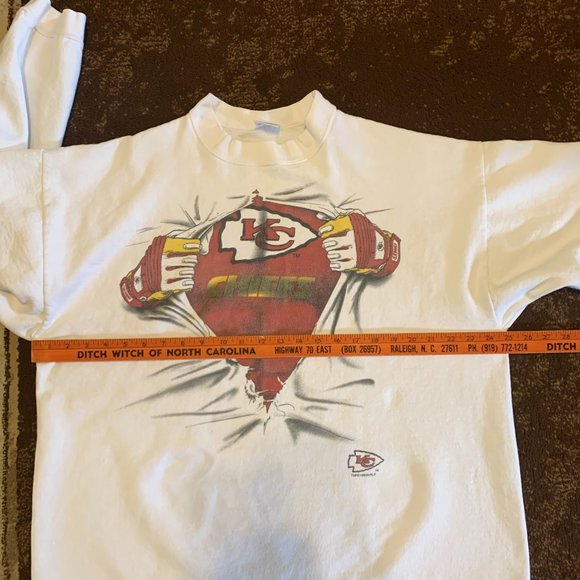 Kansas City Chief Mock Neck Sweatshirt 1995 White Size Y2K 2X - Picture 10 of 10